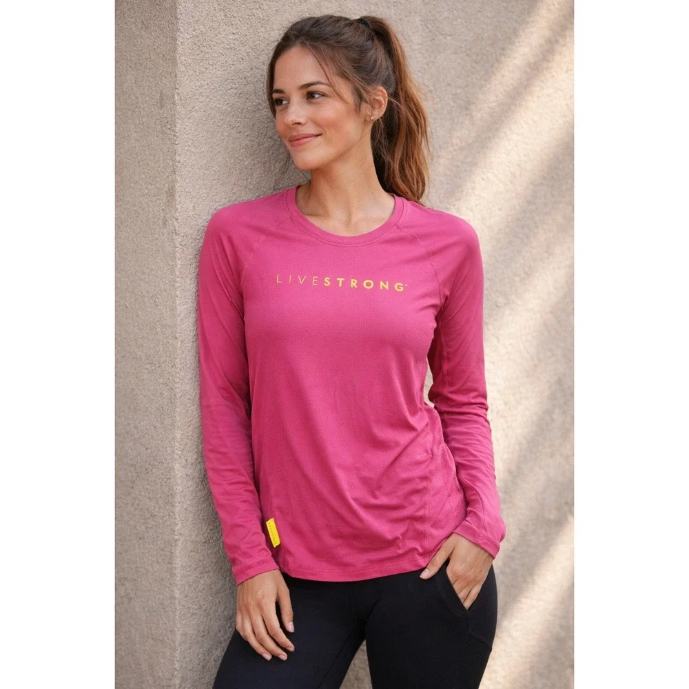 Nike Dri-FIT Livestrong Pink‎ Long Sleeve Athletic Training Shirt Womens S Y2K